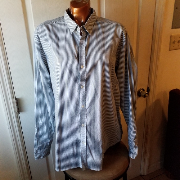 Theory ZACK Ulster button down long sleeve shirt gray striped XL - Picture 5 of 8